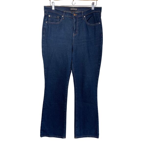 NANETTE LEPORE Belle High Rise Bootcut Denim Jeans Size 12‎ Dark Wash Stretch - Picture 1 of 13